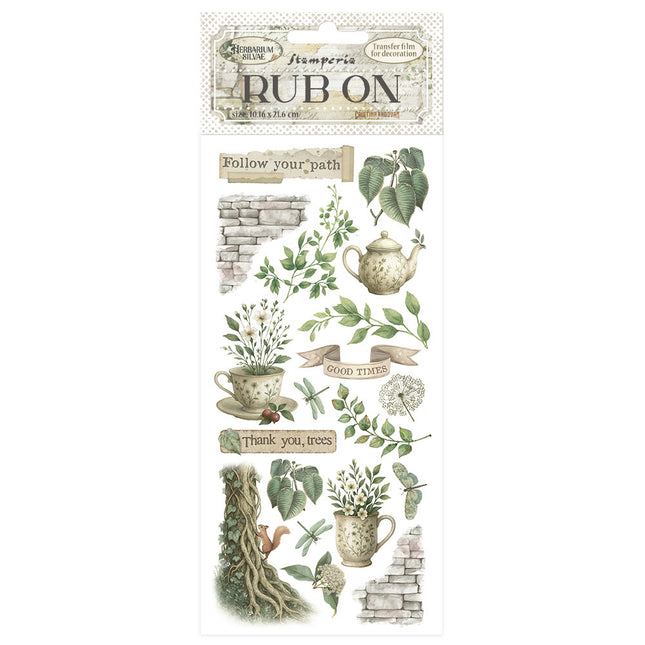 Transfert à frotter 10,16x21,6 cm - Herbarium Silvae tea time