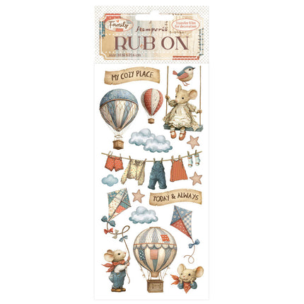 Transferts à frotter cm 10,16x21,6 - Montgolfières familiales