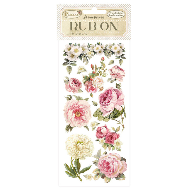 Transfert à frotter cm 10,16x21,6 - pivoine Precious