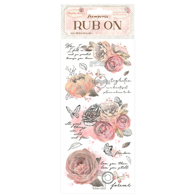 Transfert à frotter 10,16x21,6 cm - Shabby Rose