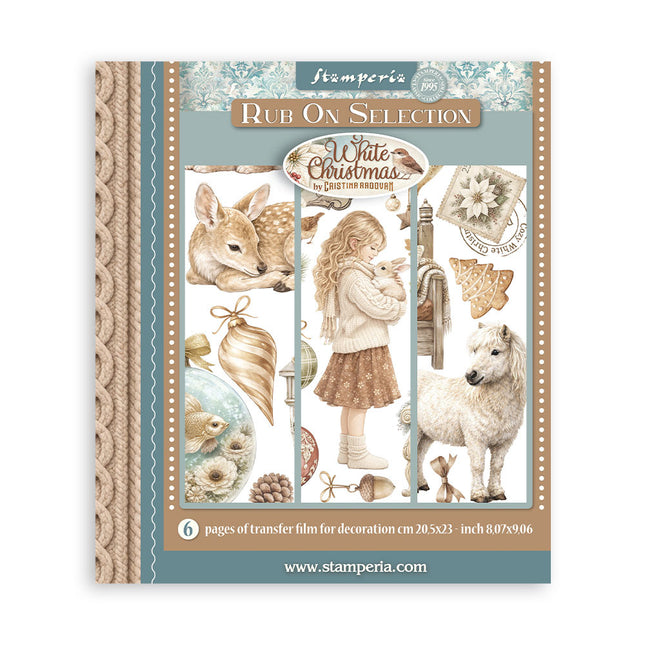 Printed Decorative Rub on selection for Art and Craft cm 20,5x23 - White Christmas