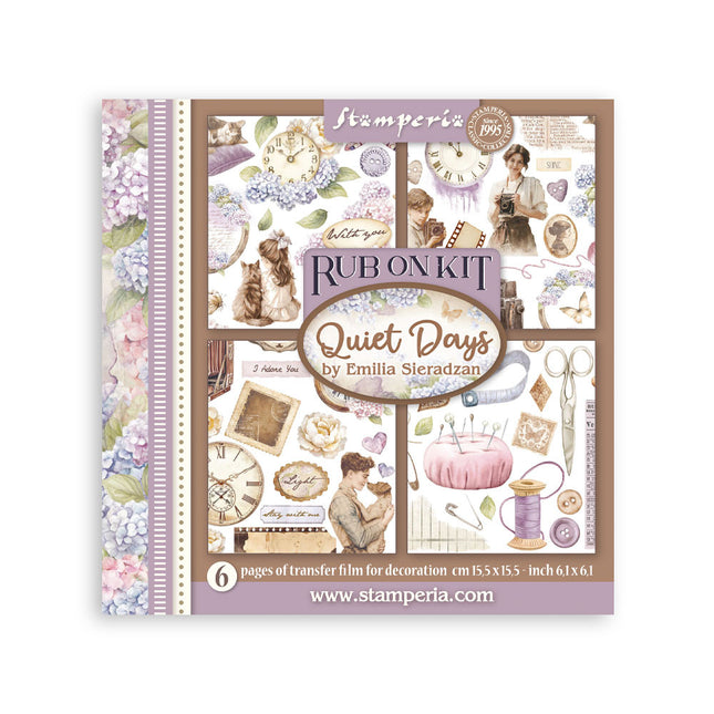Kit de transferts à frotter 15,5x15,5 cm - 6 pages  Quiet Days