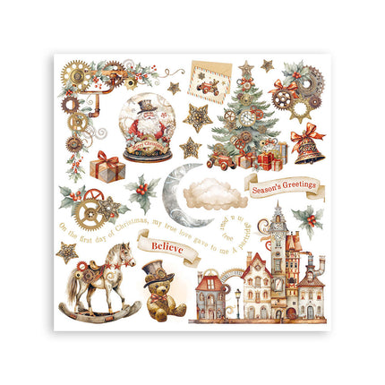 Assortiment de transferts à frotter cm 15,5x15,5 - 6 motifs Gear up for Christmas