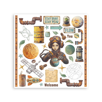 Kit de décalcomanies cm 15,5x15,5 - 6 pages  A new Beginning