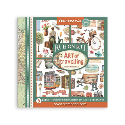 Kit de transferts à frotter 15,5x15,5 cm - 6 pages Art of Travelling