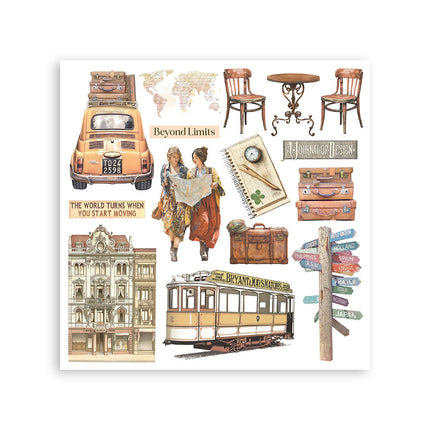 Kit de transferts à frotter 15,5x15,5 cm - 6 pages Art of Travelling