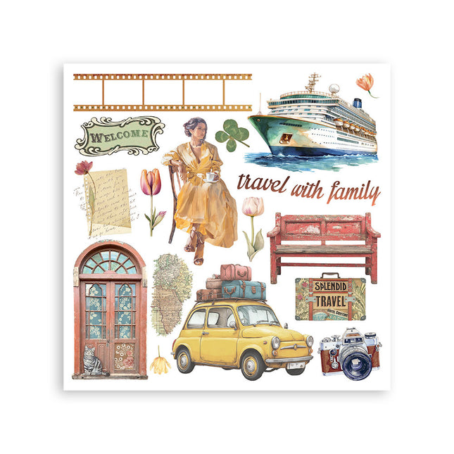 Kit de transferts à frotter 15,5x15,5 cm - 6 pages Art of Travelling