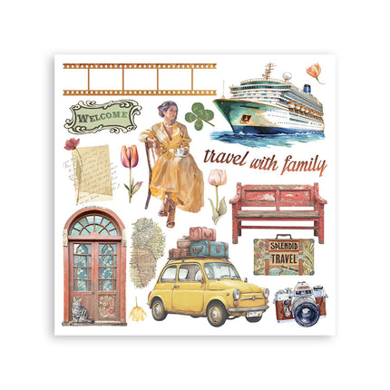 Kit de transferts à frotter 15,5x15,5 cm - 6 pages Art of Travelling
