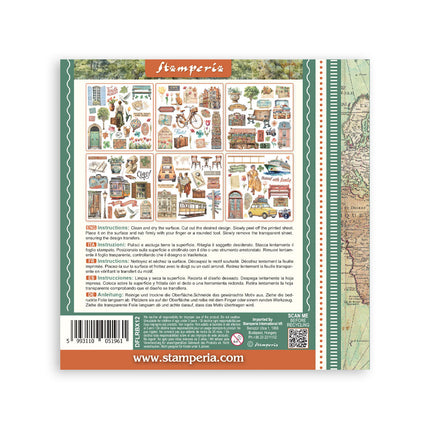 Kit de transferts à frotter 15,5x15,5 cm - 6 pages Art of Travelling