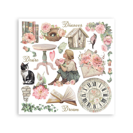 Kit de transferts décoratifs imprimés pour les loisirs créatifs et les arts, 15,5x15,5 cm - House of Roses