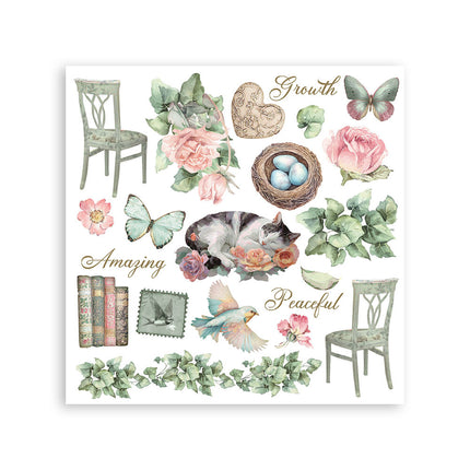 Kit de transferts décoratifs imprimés pour les loisirs créatifs et les arts, 15,5x15,5 cm - House of Roses