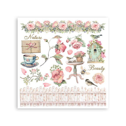 Kit de transferts décoratifs imprimés pour les loisirs créatifs et les arts, 15,5x15,5 cm - House of Roses