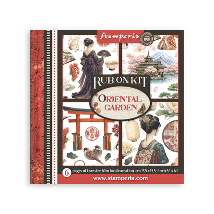 Kit de transferts décoratifs pour loisirs créatifs, 15,5x15,5 cm - Oriental Garden