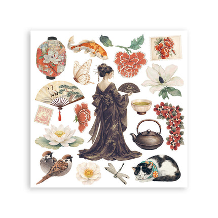 Kit de transferts décoratifs pour loisirs créatifs, 15,5x15,5 cm - Oriental Garden