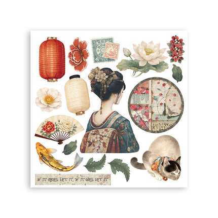 Kit de transferts décoratifs pour loisirs créatifs, 15,5x15,5 cm - Oriental Garden