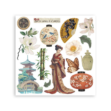 Kit de transferts décoratifs pour loisirs créatifs, 15,5x15,5 cm - Oriental Garden