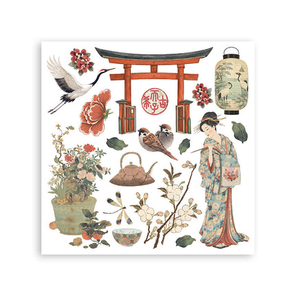 Kit de transferts décoratifs pour loisirs créatifs, 15,5x15,5 cm - Oriental Garden