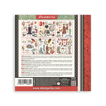 Kit de transferts décoratifs pour loisirs créatifs, 15,5x15,5 cm - Oriental Garden