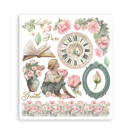 Sélection de transferts décoratifs imprimés pour les loisirs créatifs et les arts, 20,5x23 cm - House of Roses