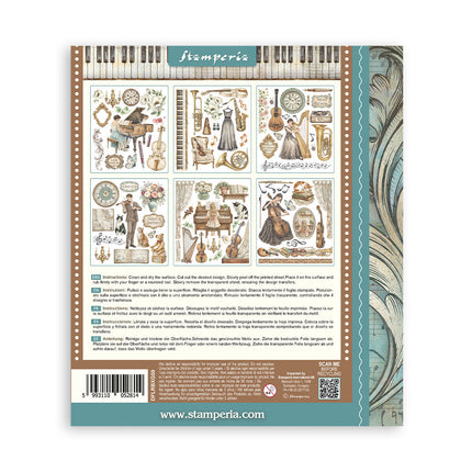 Sélection de transferts décoratifs pour loisirs créatifs, 20,5x23 cm - Symphony