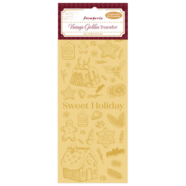 Transfert doré vintage cm 10,16x21,6 - Douces fêtes