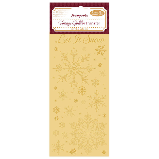 Transfert doré vintage cm 10,16x21,6 - Qu'il neige