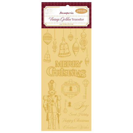 Transfert doré vintage cm 10,16x21,6 - Joyeux Noël