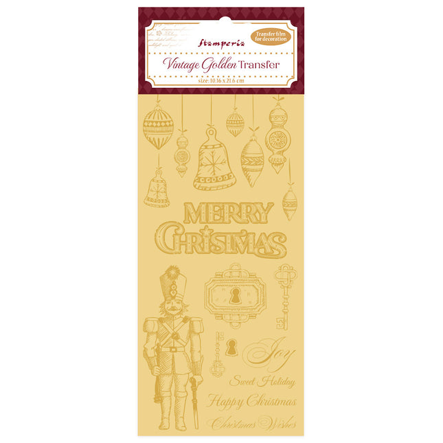 Transfert doré vintage cm 10,16x21,6 - Joyeux Noël