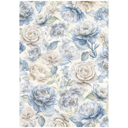 Papier de riz A4 prédécoupé - Grandes roses intemporelles