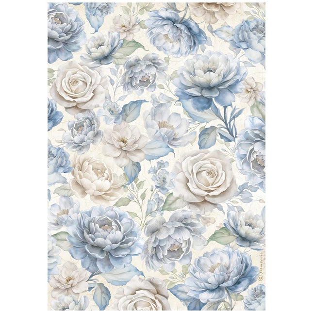 Papier de riz A4 prédécoupé - Grandes roses intemporelles