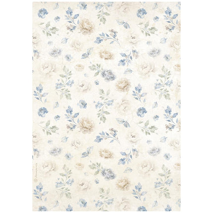 Papier de riz A4 prédécoupé - Motif de petites fleurs intemporelles