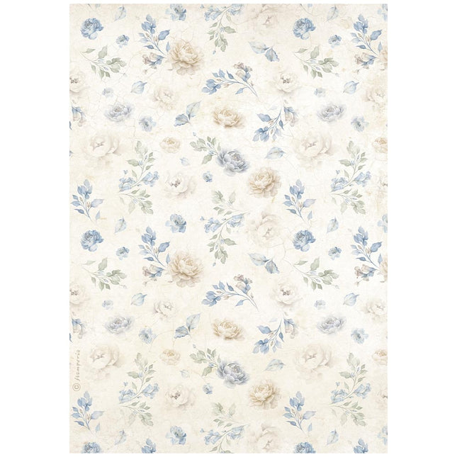 Papier de riz A4 prédécoupé - Motif de petites fleurs intemporelles