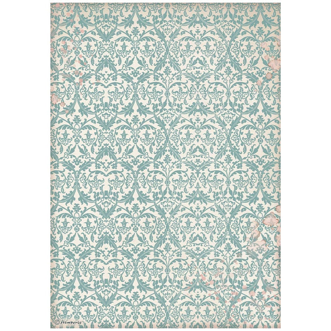 Papier de riz A4 emballé - Venice City of Art tapisserie turquoise