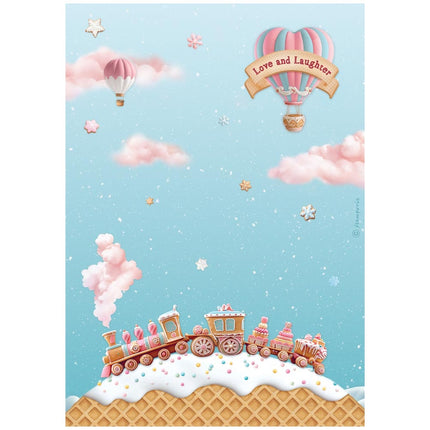 Papier de riz A4 en paquet - Candy Christmas train