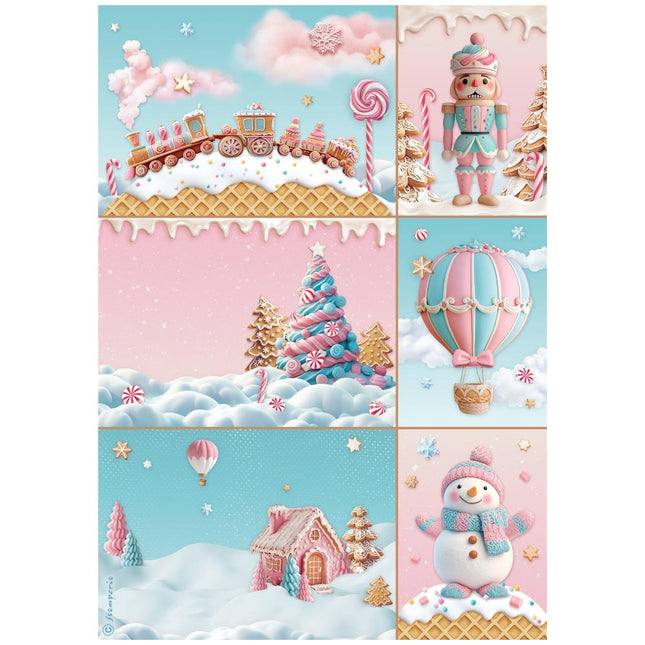 Papier de riz A4 en paquet - Candy Christmas cartes