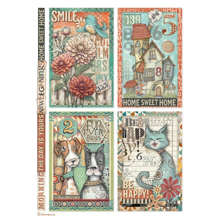 Papier de riz A4 en paquet - Furry Friends 4 cartes
