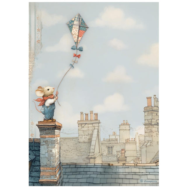Papier de riz A4 en lot - Family, cerf-volant