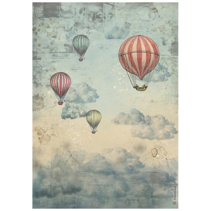 Papier de riz A4 en paquet - Ballons dirigeables Voyages Fantastiques