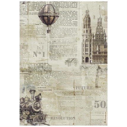 Papier de riz A4 en paquet - Fond sépia Voyages Fantastiques