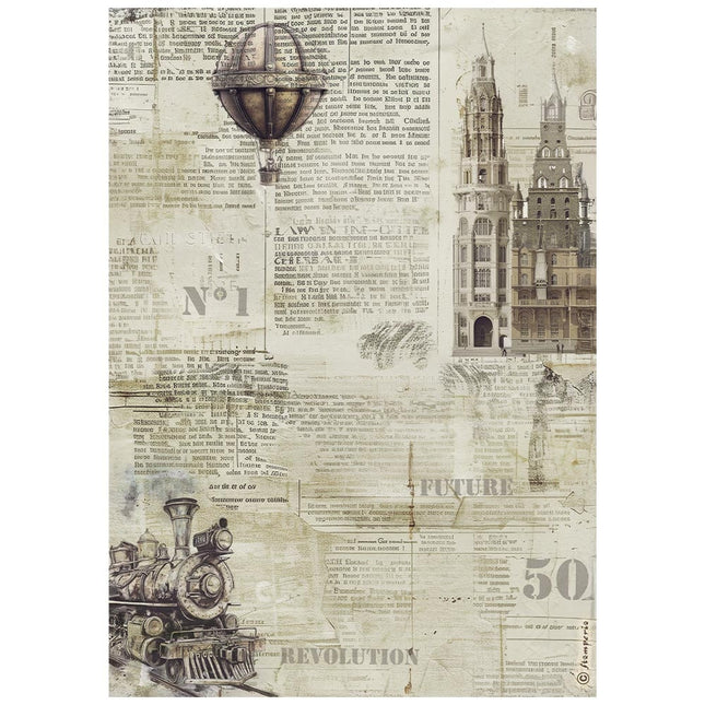 Papier de riz A4 en paquet - Fond sépia Voyages Fantastiques