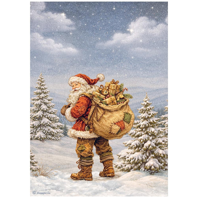 Papier de riz imprimé A4 pour loisirs créatifs - Silent Night, père Noël