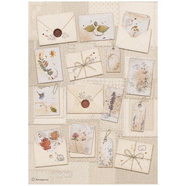 Printed A4 Rice paper for Art and Craft - Flowers and Poems letters