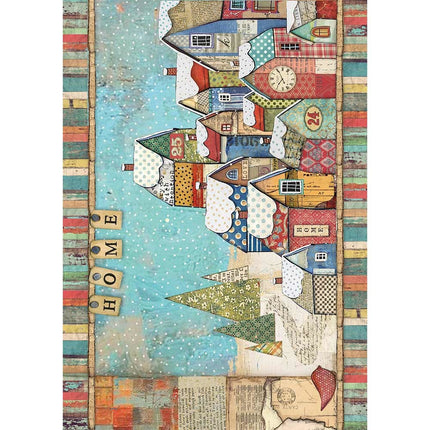 Papier de riz au format A4, motif paysage enneigé