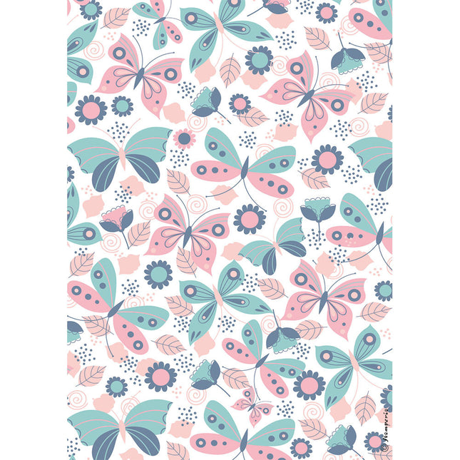 Papier de riz imprimé papillons A4