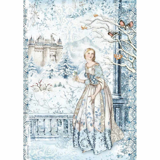 Papier de riz format A4 - fée dans la neige