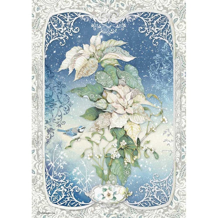 Papier de riz format A4 - poinsettia