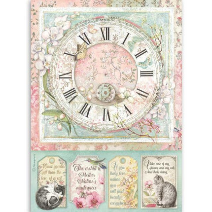 Papier de riz A4 imprimé Horloge