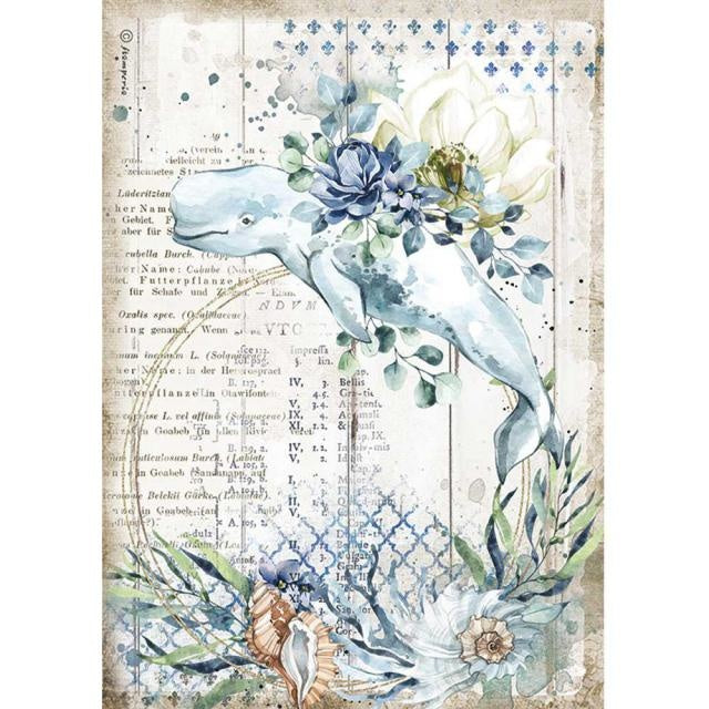 Papier de riz A4 imprimé - Rêve romantique de la mer baleine