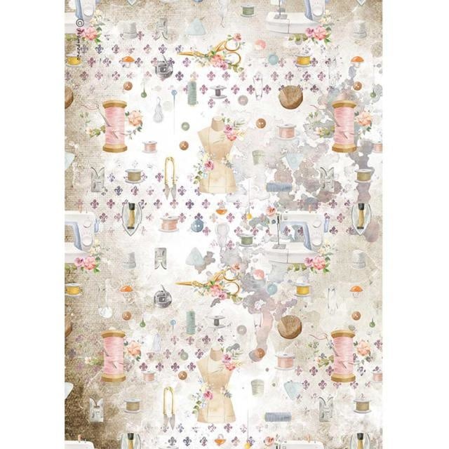 Papier de riz imprimé A4 - embellissement Romantic Threads
