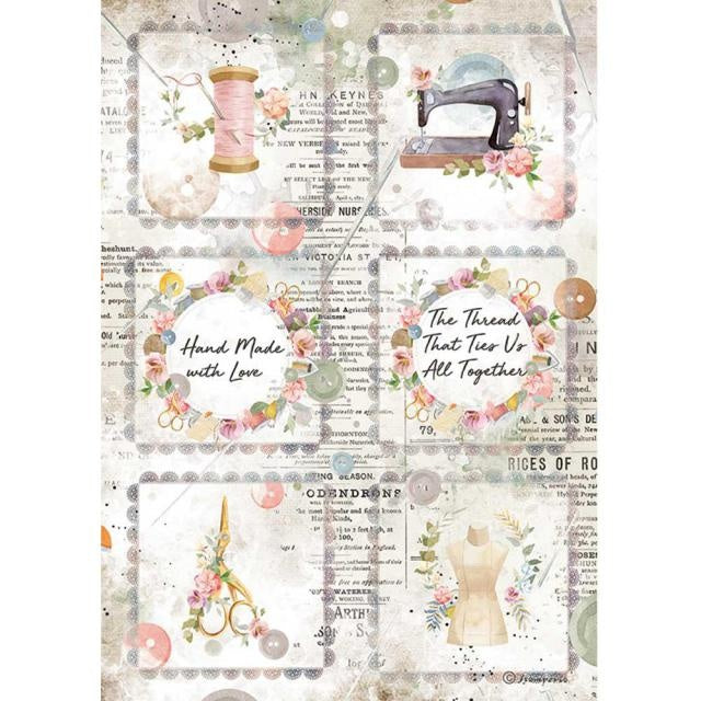 Papier de riz A4 imprimé - Fils romantiques mini-cartes